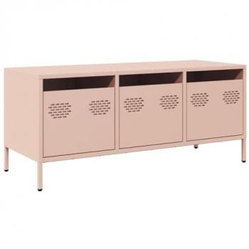 Mueble para TV acero laminado en frío rosa 101,5x39x43,5 cm