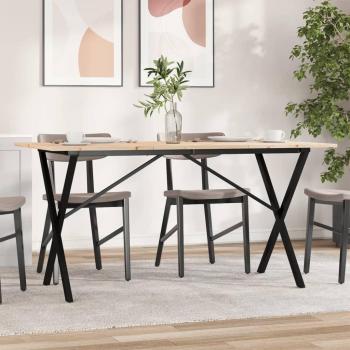 Mesa de comedor marco X madera maciza pino y hierro 140x80x75cm Marrón Vidaxl