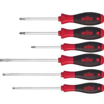 Juego de destornilladores Wiha SoftFinish® ranurados, Phillips y Pozidriv de 6 piezas