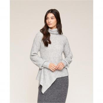Jersey de cuello alto asimétrico con mezcla de alpaca