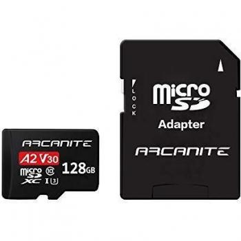 ARCANITE - Tarjeta de memoria microSDXC de 128 GB con adaptador SD, A2, UHS-I U3, V30, 4K, C10, microSD, Velocidad de lectura de hasta 95 MB/s