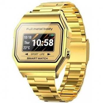 Smartwatch KW18 Dorado 0.96'' con Frecuencia Cardíaca 24/7, Calorías y Distancia Recorrida, Modo Multideporte