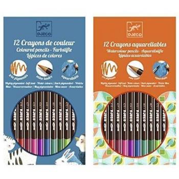 DJECO- Colores 12 Lápices acuarelables, Multicolor