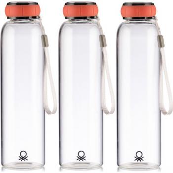 Set de 3 Botellas de Agua 550ml Borosilicato con Tapa Verde - Casa Benetton