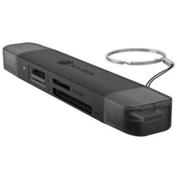 Lector de Tarjetas 3 en 1 USB-C/A, SD y microSD 5 Gbps con Puerto USB-A Adicional para PC, Portátil, MacBook, Tablet y Smartphone - IB-CR203-CU3