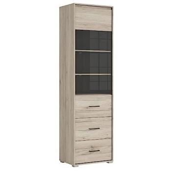 Vitrina Estratificada Beige y Gris con 1 Puerta y 2 Cajones