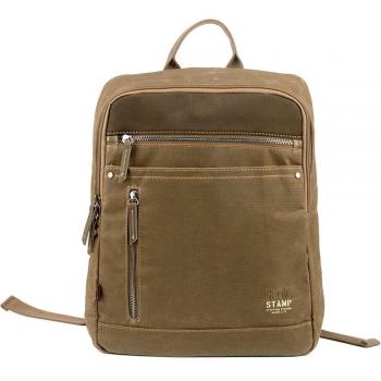 STEPPING STRONG STAMP - Mochila de hombre en lona encerada de color kaki
