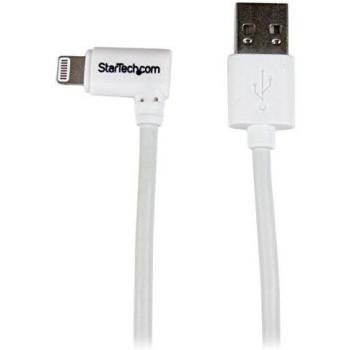 StarTech.com 1m 3 ft Angled Lightning to USB Cable - White - Angled Lightning Cable for iPhone / iPod / iPad - Apple MFi Certified
