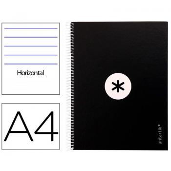 Cuaderno espiral Liderpapel Antartik A4 microperforado tapa forrada 80 hojas 90 g/m² horizontal con banda de color 1 margen 4 taladros negro