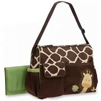 Kry momia bolsa multifuncional Lady bolsas totes impermeable gran capacidad bebé pañales para pañales bolso cambiador verde Green-Giraffe Pattern