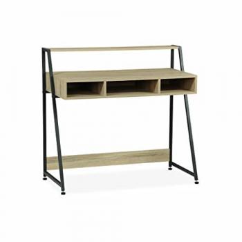 Escritorio de madera y metal Sweeek Loft, 100x48x94.5 cm, con 3 compartimentos de almacenamiento y 1 estante, decoración en efecto madera