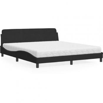 Cama con colchón de terciopelo negro 180x200 cm Vidaxl