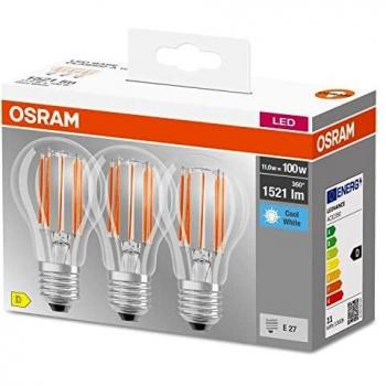 Bombilla LED Filamento E27 11W 4000K 3 unidades OSRAM
