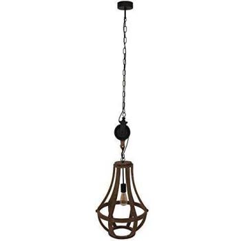 Lámpara de Techo Colgante Liberty Bell con Marco de Alambre, Madera Blanca y Metal