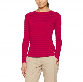 Berghaus, camiseta de manga larga diseño de rayas para mujer., mujer, color rojo oscuro, tamaño Talla 12