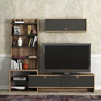 Skyedecom - Unidad de TV (madera de nogal, color antracita, soporte y muebles de TV P／l – Walnut, Anhtracite 804TRH3004)