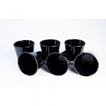 6 x Vasito / portavelas para velas pequeñas ALEX , negro, 7,5 cm, Ø 7,5 cm - Pote de vidrio / Vaso decorativo - INNA Glas