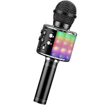 ShinePick Micrófono Karaoke Bluetooth, Microfono Inalámbrico Karaoke Portátil con Altavoz y LED para Niños Canta Partido Musica, Compatible con Android/iOS PC, AUX o Teléfono Inteligente