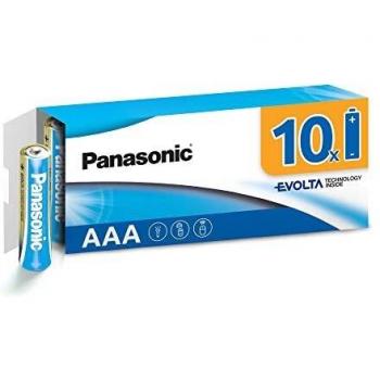 Panasonic EVOLTA TECHNOLOGY INSIDE, AAA Mignon LR03, paquete de 10 en un embalaje sin plástico, 1.5 V, pila con energía de larga duración, pila alcalina