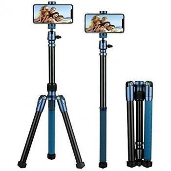MOMAX TRS7A foto Trípode para teléfono celular y cámara, Monopie desmontable con mango de goma, 143cm, 0.84kg, Cabeza de bola portátil y estuche portátil, Soporte para teléfono celular