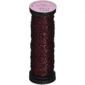 Kreinik No.8 Fine Metallic Braid Trim, 10m, Berry Red by Kreinik
