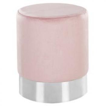 Pouf de terciopelo rosa pastel con revestimiento plateado y diseño glamour 36 x 44 cm Brigitte