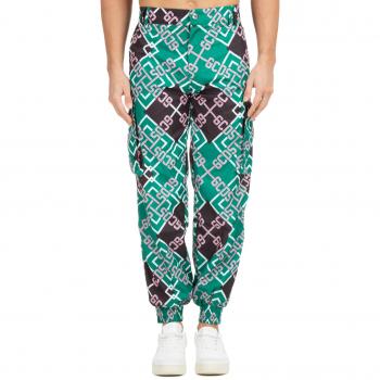 GCDS Tartan Monogram Nylon Cargo Pants, Green, Male, Size: S