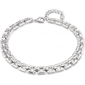 UNO de 50 Short Silver Square Link Necklace - Femme Fatale Style, One Size