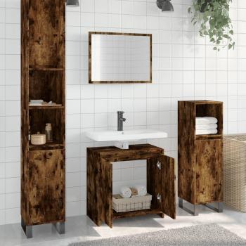 Conjunto de muebles de baño 2 piezas de roble ahumado en madera multicapa