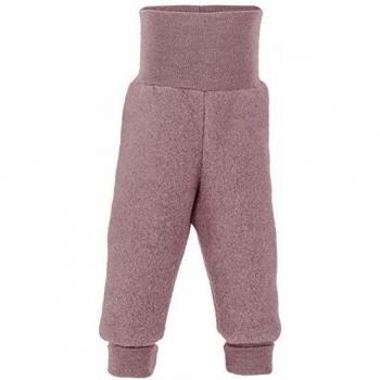 Pantalón de bebé de lana merina orgánica, largo, con cinturilla suave, color melange palo de rosa, talla 74/80