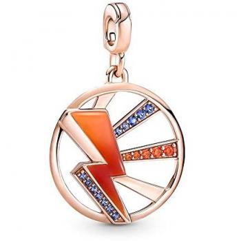 Medallón Pandora ME Ilumíname Doble Colgante 14k Rosé con Esmalte Naranja y Azul