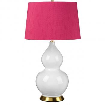 Lámpara de mesa Isla con pantalla cónica redonda, latón envejecido y cranberry