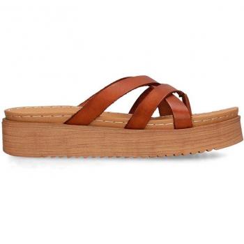 Sandalia De Piel Con Plataforma Para Mujer. Purapiel Deli 80658 Marrón