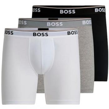 BOSS Men's 3-Pack Elastic Logo Waistband Boxer Shorts - Offwhite, Size S