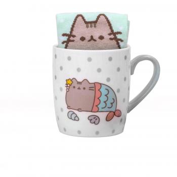 Thumbs Up Taza de Desayuno con calcetin Pusheen, cerámica, Blanco, 12 x 9.5 x 8.5 cm