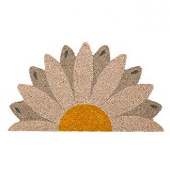 Felpudo exterior Fisura Margarita de coco con base antideslizante de PVC - Semicircular 70 x 40 cm