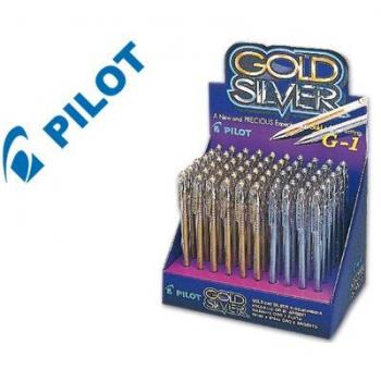 BOLIGRAFO PILOT G-1 -ORO-PLATA -EXPOSITOR CON 60