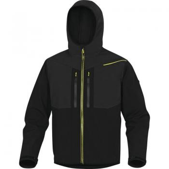 Chaqueta Softshell Horten - Tejido Softshell/Poliéster/Elastano - Con Capucha - Talla M - Negro/Amarillo - Delta Plus