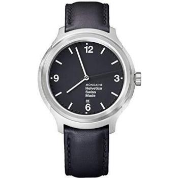 Mondaine Helvetica Bold- Reloj de Cuero negro para Hombre y Mujer, MH1.B1220.LB, 43 MM
