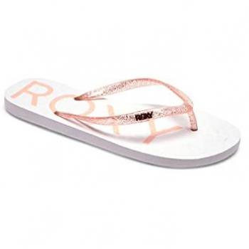 Chanclas Roxy Viva Sparkle - Sandalias para Mujer, color blanco y naranja, talla 36
