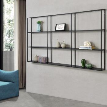 Estantería de Pared Jelsa 160 x 18 x 110 cm con 9 Espacios Abiertos en Hierro Negro