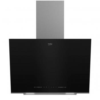 Campana Decorativa Beko BHCA66641BBHS, Pared, 60 cm, Cristal Negro, Inclinada, Control Táctil, 445 m³/h, Nivel de Ruido 60 dB,