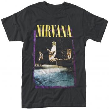 Nirvana Stage Jump Black T-Shirt - Size L - 100% Cotton Jersey