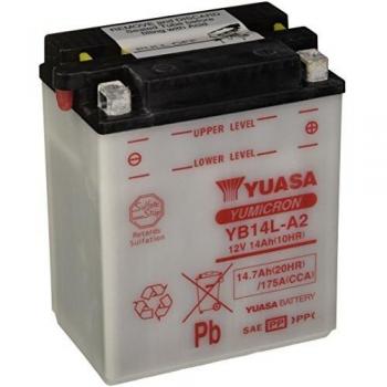 Batería de Moto Yuasa YB14L-A2 12V 14Ah Sin Ácido con Protección Alta contra Vibraciones