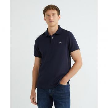 Gant Regular Shield Pique Polo Shirt - Evening Blue - Male - Size: XXL