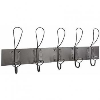 Perchero de metal industrial con 5 ganchos - 65,5 cm x 8,5 cm