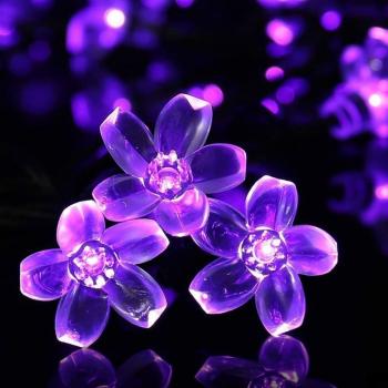Guirnalda Luces Solares Exterior,KINGCOO Impermeable 21ft 50LED Melocotón Sakura Flor Cadena de Luces Solares para Jardines Patio Boda Fiesta Navidad Decoraciones