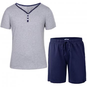 Hawiton Pijama Hombre Verano Corto de Algodón con Pantalón, Simple y Generoso