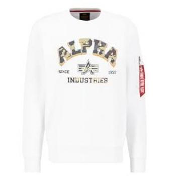 Alpha Industries Men's College Camo Sweatshirt - White, Size L