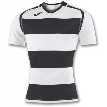 Joma Camiseta PRORUGBY II Negro-Blanco M/C - Camiseta técnica de Manga Corta, Unisex, Negro -